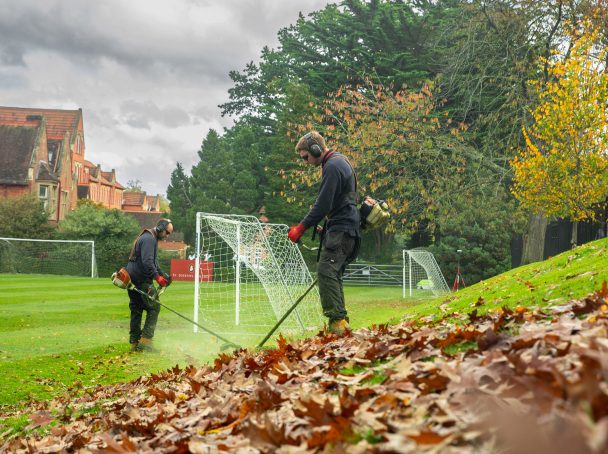 Strimming the school playing field