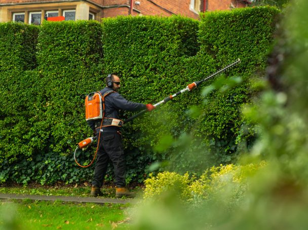 Our professional equipment makes light work of trimming hedges